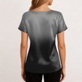 thumbnail image 7 of Satin Blouse for Women Gradient Business Casual Outfit Short Sleeve Tops Crewneck Tshirt Silk Shirt Summer Clothes, M, 7 of 7