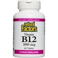 thumbnail image 3 of Natural Factors Vitamin B12 Cyanocobalamin 1000 mcg, Supports Energy and Red Blood Cell Production, 60 Tablets, 3 of 4