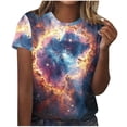 thumbnail image 2 of JTZGDY Fashion 3D Tie Dye Galaxy Space T-Shirts for Women Cute Summer Short Sleeve Basic Crewneck Petite Tops Trendy Novelty Graphic Tees Blouse Blue#06 M, 2 of 6