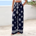 thumbnail image 6 of Women's Wide Leg Palazzo Pants 2026 Summer Boho Floral Trousers Drawstring Elastic Waist Wide Leg Pants with Pockets Spring Flowy Beach Vacation Clothes Resort Wear Lounge Pants Navy XXL, 6 of 6