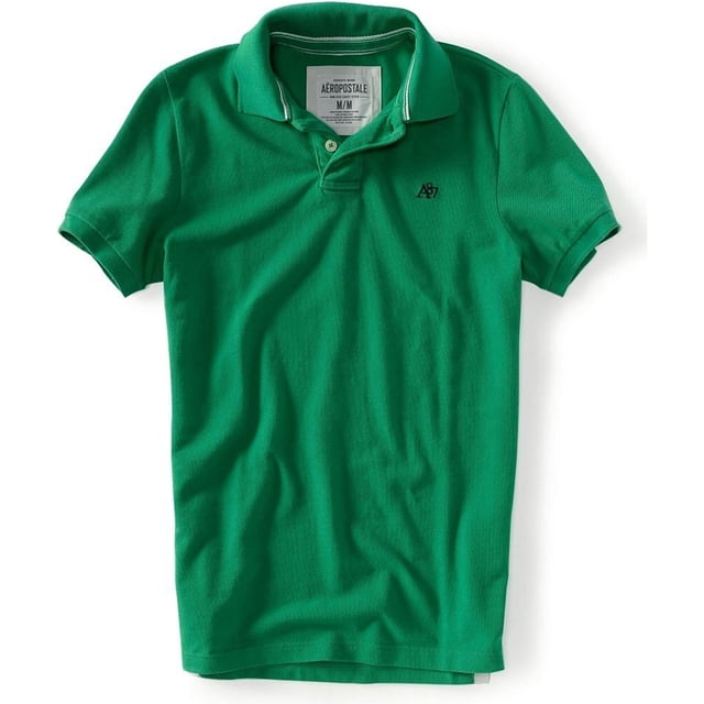 Aeropostale - Polo de rugby con logotipo de uniforme sólido para hombre, verde, XXL
