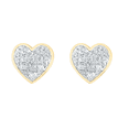 thumbnail image 3 of Gold Time 10kt Yellow Gold Women's Round Diamond Heart Earrings 1/20 Cttw, 3 of 6