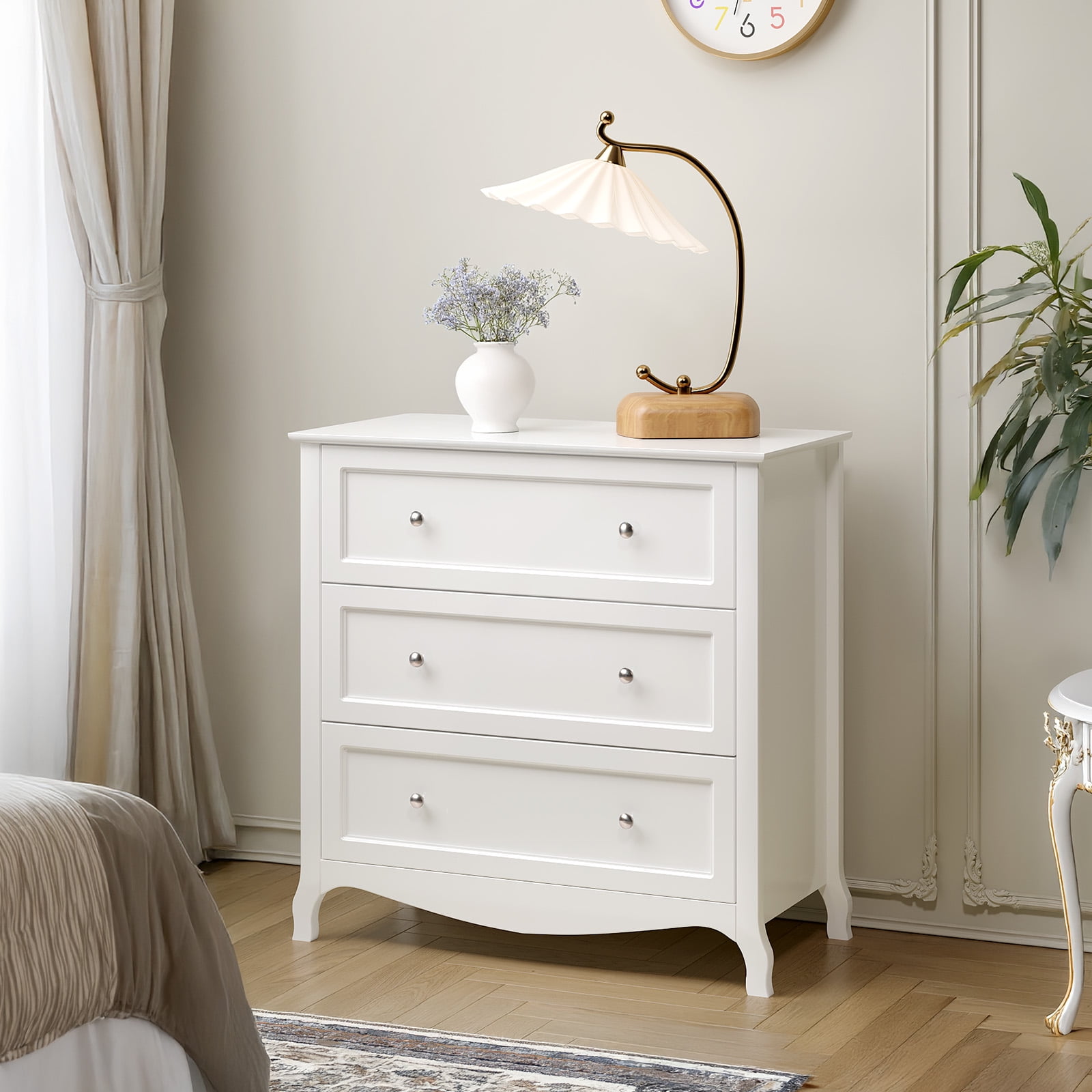 Ktaxon 3 Drawers Dresser Chests for Bedroom, Wood Chset of Drawers,Dressers Organizer for Bedroom, Living Room,Hallway, White