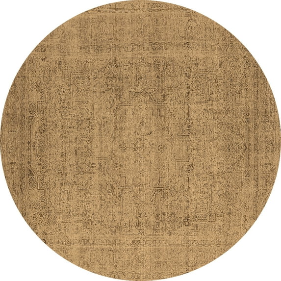 Ahgly Company Indoor Round Oriental Brown Industrial Area Rugs, 6' Round