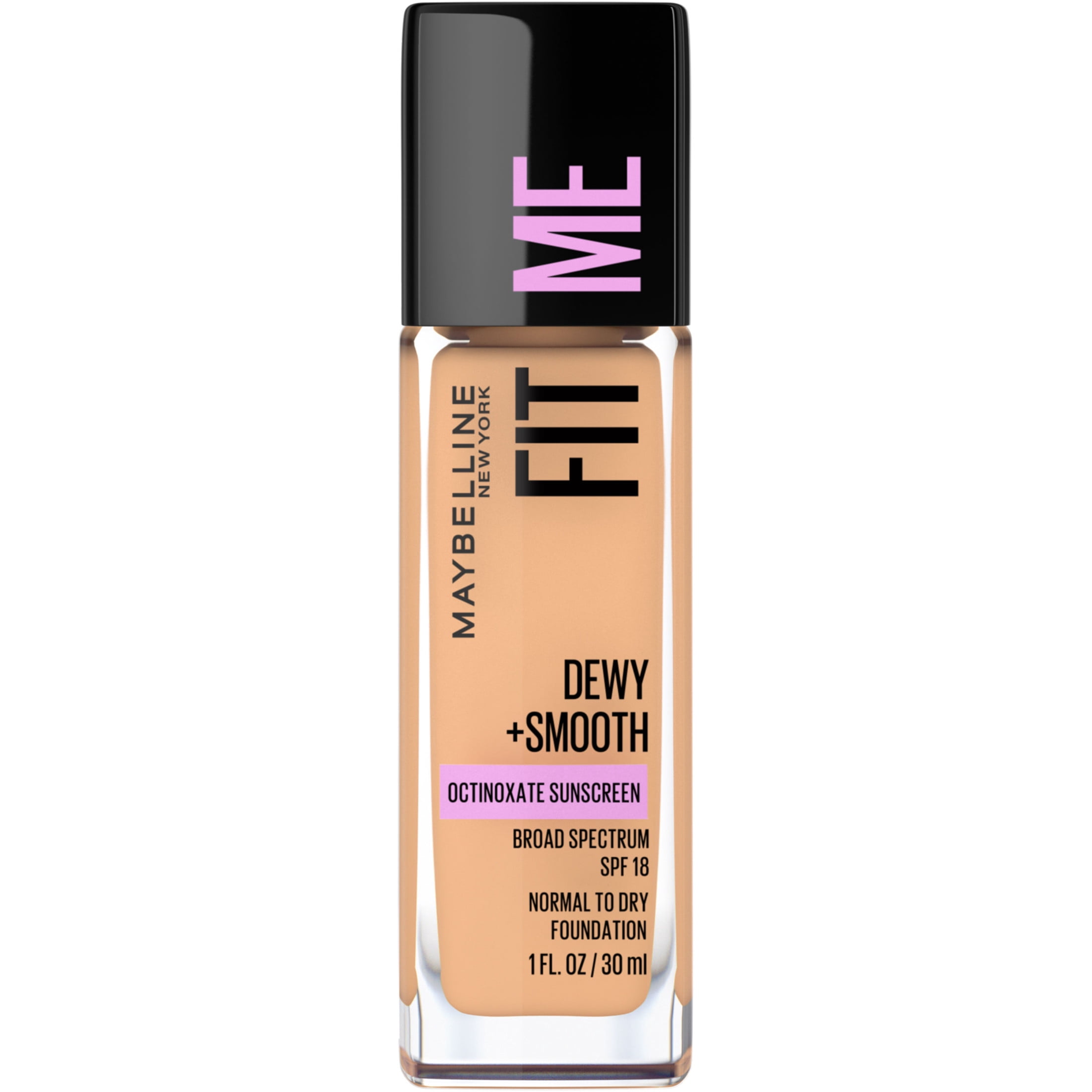 (2 pack) Maybelline Fit Me Dewy and Smooth Liquid Foundation, SPF 18, 225 Medium Buff, 1 fl oz