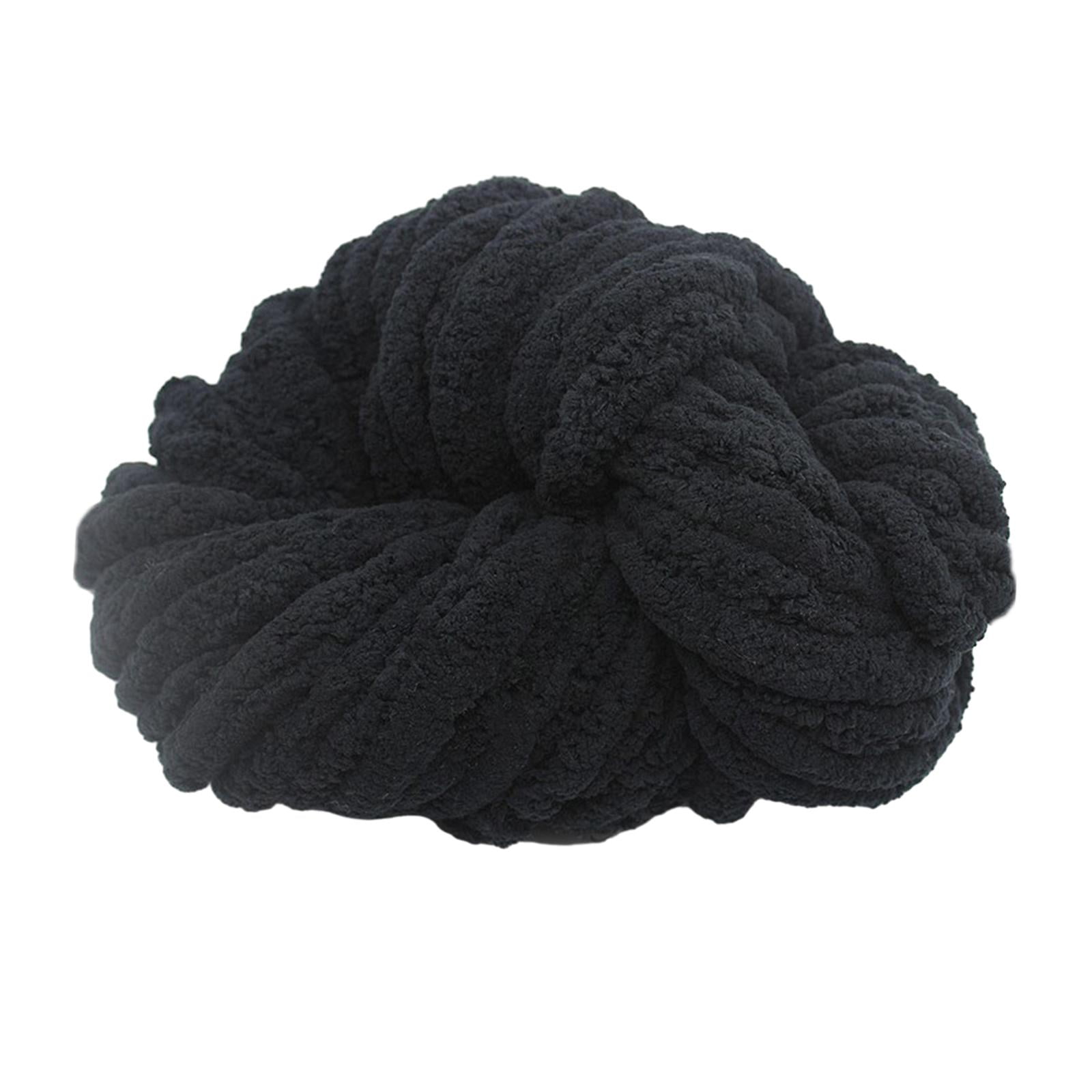 Tachiuwa Chunky Chenille Yarn for Crocheting, Bulky Thick Yarn for Knitting,Super Bulky Chunky Yarn for Hand Knitting Blanket Black