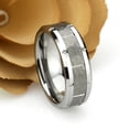 thumbnail image 2 of Free Engraving Personalized Custom Engraving Men's Women's Tungsten Wedding Band 8mm High Polished Beveled Edge with Notches & Notched Hammered Finish 8mmSZ: 8, 2 of 6