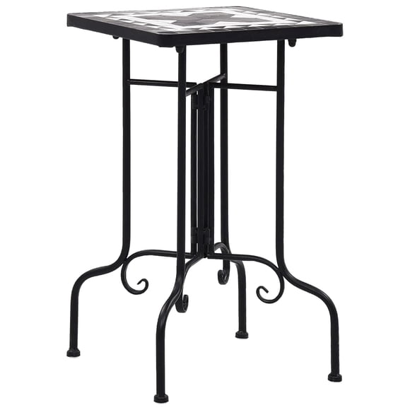 Mesa auxiliar VidaXL en mosaico de cerámica en blanco y negro para exteriores