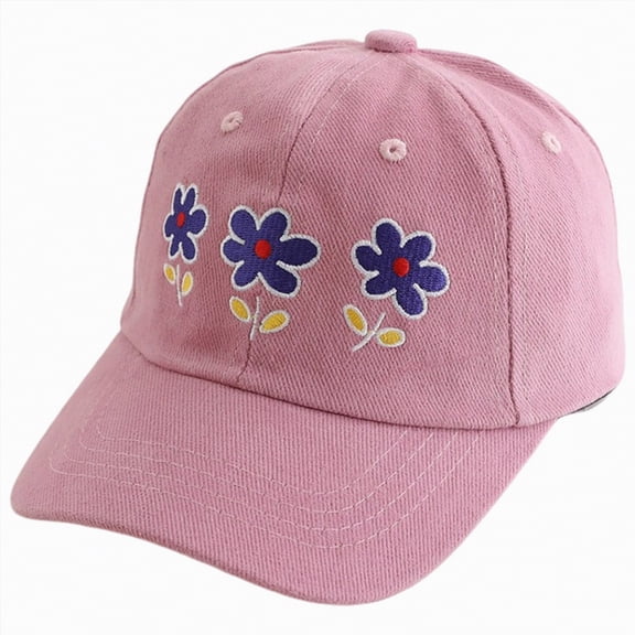mgoYE Baseball Hat for Toddler Girls Ages 2-8, Cute Embroidered Adjustable Vintage Washed Kids Baseball Cap(Pink,3-8 Years)