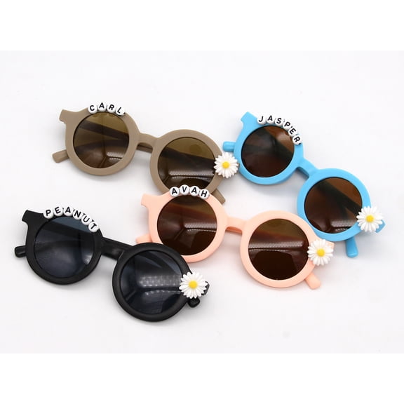 Custom Name Sunglasses Girl Round Letter Beads Cute Glasses Protection Outdoor for kid Gifts Eyewear Sunglasses