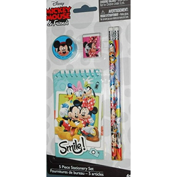 Disney Mickey Mouse & Friends 5 Piece Stationery Set - Smile