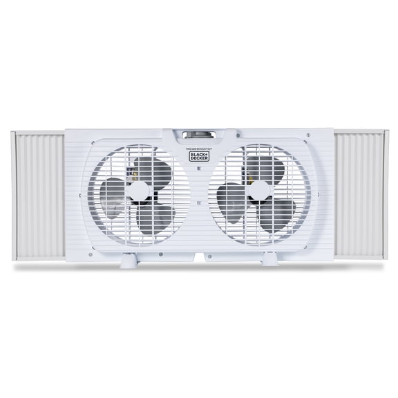 BLACK DECKER BFW9M 9-In. 2-Speed Twin Window Fan with Adjustable Side Panels, White