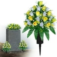 thumbnail image 2 of WMGHA 25 inch Artificial Headstone Flower Saddles for Graves, Cemetery Memorial Flowers for Outdoor Tombstone Decorations, Grave Flowers for Grave Vase Cemetery Flower Arrangements,16 Heads, 2 of 9