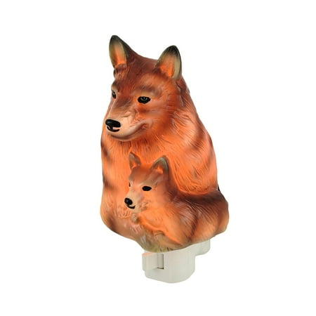 - Gray Wolf and Pup Shaped Porcelain Night Light