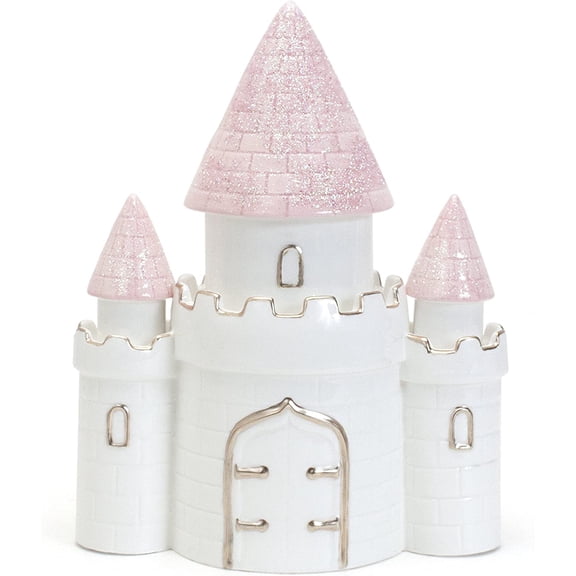 Hakelli Ceramic Dream Big Princess Castle Piggy Bank for Girls, Pink