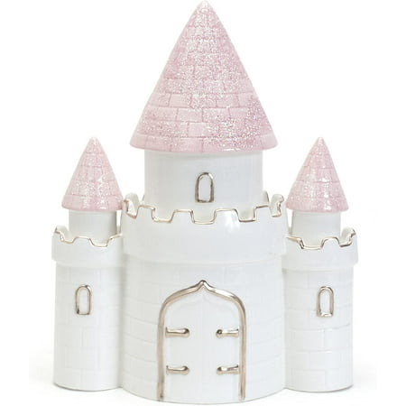 Hakelli Ceramic Dream Big Princess Castle Piggy Bank for Girls, Pink