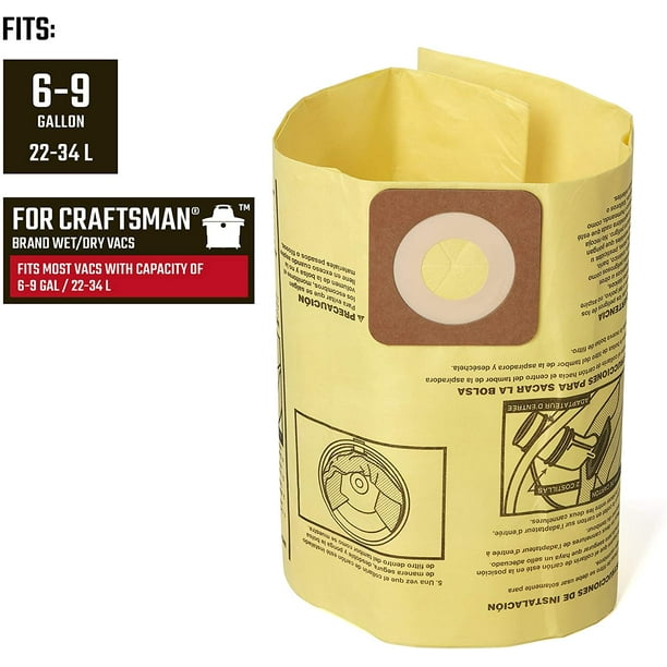 3 PCS Fine Dust Wet/Dry Vac Dust Collection Bags Replacement For