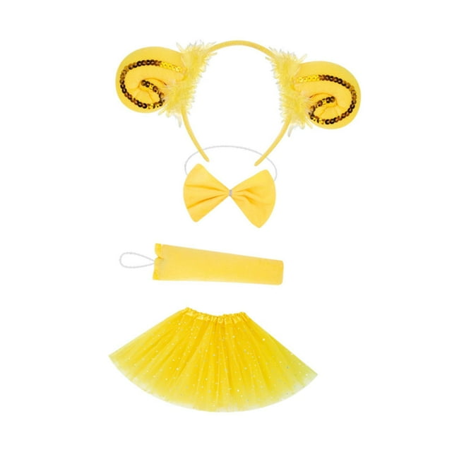 Conjunto de disfraz de cordero con pajarita para cumpleaños, Halloween, fiesta de anime, festividades, juego de roles amarillo