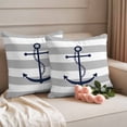 thumbnail image 5 of 2 Pack Outdoor Waterproof Throw Pillow Covers,Nautical Blue Anchor White Grey Stripe Decorative Square Patio Pillowcases for Chair Couch Sofa 16x16in, 5 of 9