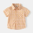 thumbnail image 2 of Toddler and Baby Boys' Plaid Button Down Shirts Short Sleeve Lightweight Summer Casual Lapel Shirts Jacket, 2 of 3