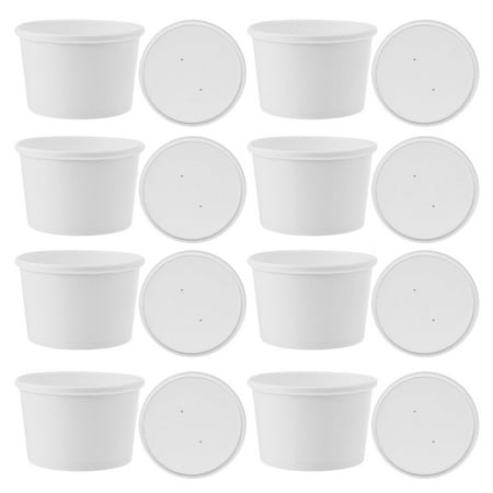 

20 Sets Disposable Yogurt Bowl Paper Ice Cream Packaging Bowls Lidded Bowls