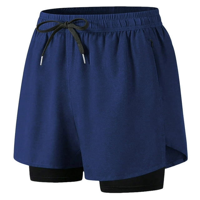 Ramiter Short de Course Homme Short Décontracté pour Homme Poches Taille Élastique avec Cordon Cargo Short Extensible Bleu Marine,G