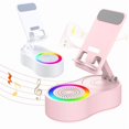 thumbnail image 2 of Wireless Induction Audio Bluetooth Speaker 5in1 Phone Holder Emergency Rechargeable (3000mAh) with Colorful Ambient Light 300° Foldable for Tablet iPhone Android, Womens Birthday Gifts(Pink), 2 of 21