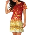 thumbnail image 2 of Sikiie Red Gold Glitter Print Women's Short-sleeved Nightdress, Round Neck Pullover Nightdress Pajamas Summer Home Wear, 2 of 6
