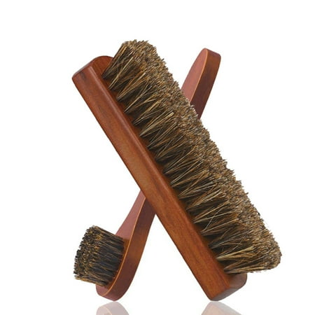 

Horsehair Shoe Brush Set Wood Handle Leather Cleaner Daubers Applicators for Leather Care