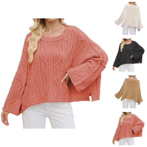 Women's Sweaters Off Shoulder Pullover Cropped Casual Trendy Summer Outfits Women's Pullover Sweater Casual Knit Top Short Cropped Oversized Pure Color Fall Winter Fashion Turtleneck Soft Comfortable