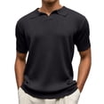 thumbnail image 2 of Qiyinn Men's Fashion Casual Solid Color Breathable Knit Short Sleeve Lapel Shirts, 2 of 9