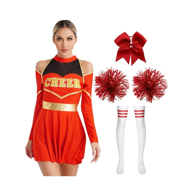 iiniim Uniforme Sportif de Cheerleading Classique de Lycée pour Femmes Cheerio Robe Fantaisie Rouge B TG