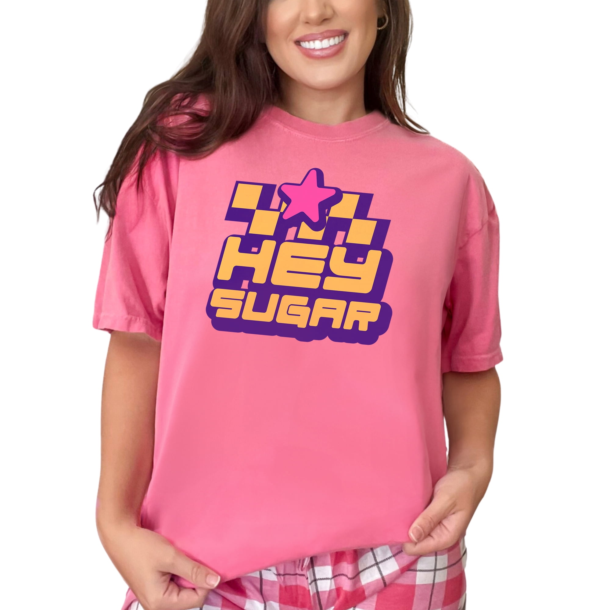 Hey Sugar Graphic Tee Retro Style T Shirt Fun Statement Shirt Vintage Inspired Top Bold Graphic TShirt Unique Casual Wear Crunchberry Comfort Colors T-Shirt 2XL