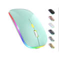 thumbnail image 1 of Souris Sans Fil à DEL, Souris Mince et Silencieuse 2,4 g Portable Mobile Optique pour Bureau avec Récepteur USB, 3 Niveaux de DPI Réglables pour Portable, PC, Portable, Ordinateur, MacBook (Vert Menthe), 1 of 6