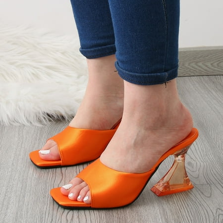 

YTJX Fashion Summer Women Sandals Casual High Heel Chunky Heel Fish Mouth Open Toe Sexy Style