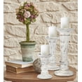 thumbnail image 4 of Hand Crafted Decorative Wooden Pillar Candle Holder Stand Siren Shape,Rounded Turned Colums,Country Style Ideal for Gift,Wedding,Christmas,Party,Home,Spa,10,8,6 Inch Set of 3,Antique White, 4 of 9