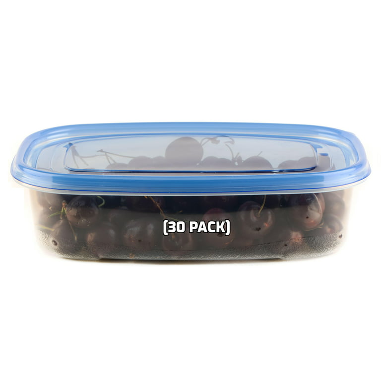 30 PACK] 48oz Round Plastic Reusable Storage Containers with Snap