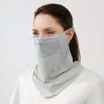 thumbnail image 3 of Xfvqtps Womens Face Mask Neck Scarf Integrated with Ear Loops Mesh Breathable Ice Silk Cool Solid Color UV Protection Sun Protective Sunshade Multipurpose Cycling Mask Gray, 3 of 4