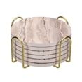 thumbnail image 4 of Portavasos, 1uds 2,17 - Hierro Metal Posavasos Almacenamiento Estante para Ambos Redondo y Cuadrado, Capacidad para 6 Posavasos (Oro), 4 of 6