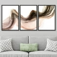 thumbnail image 3 of PixonSign Framed Wall Art Set Pastel Watercolor Brown Black Paint Stroke Landscape Abstract Canvas Print Nature Wilderness Modern Art Decor Scenic Relax/Calm for Bedroom - 24"x36"x3 Panels Black, 3 of 5