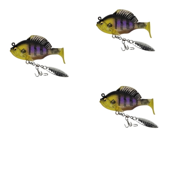 3Pcs Shimmer Strike Soft Bait Lure, Paddle Tail Swimbaits Fishing Lures, Pre-Rigged Soft Bait With Spinner Blades & 3d Eyes, Weedless Hidden Hook for Bass Trout, Freshwater Saltwater Gear, A