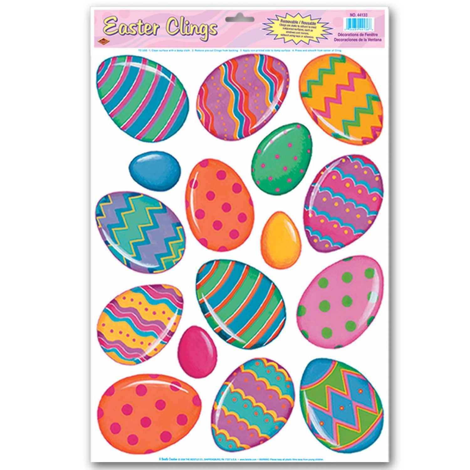 Club Pack of 192 Bright Multi-Colored Easter Egg Window Cling Decorations... by Party Central