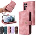 thumbnail image 1 of ELEHOLD for Samsung Galaxy S22 Ultra Flip Leather Wallet Case with Card Holders Kickstand Magnetic Clasp Handstrap Shoulder Strap Shockproof Protective Case,Pink, 1 of 8