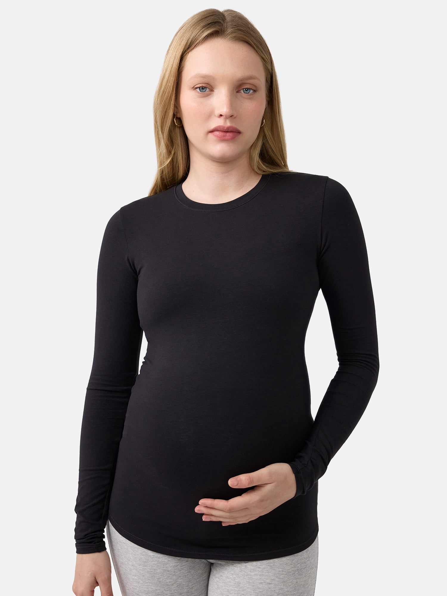 Ingrid & Isabel For Every Belly Women's Maternity Cotton Stretch Jersey Long Sleeve T-Shirt, Sizes S-XXXL