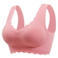 thumbnail image 2 of Large Size Wireless Bra Solid Color Wavy Design Removable Cups Comfortable Daily Wear for Women #Pink,XXXXXL, 2 of 5
