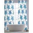 thumbnail image 5 of Marine Life Sheer Curtains 108 Inch Long 2 Panels, Blue Navy Sea Turtle Gradient Ocean Animal Light Filtering Rod Pocket Curtains, Sheer Voile Drapes for Living Room Bedroom, 52"x108", 5 of 8