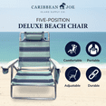 thumbnail image 3 of Caribbean Joe 5 Position Reclining Beach Chair, Blue Teal Stripes, 3 of 5