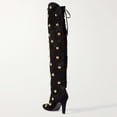 thumbnail image 2 of RONILURN Women's Gold Studded Over The Knee Boots Suede Square Toe Thigh High Boots Block Heel Over The Knee Boots for Party Evening Night Out, 2 of 5