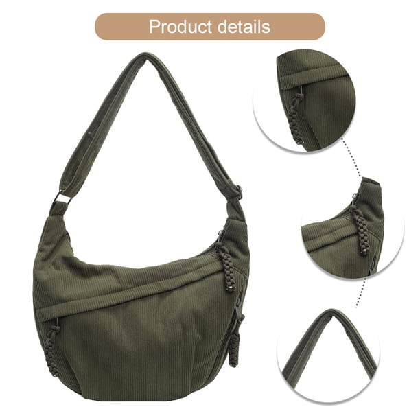 Bolso Hobo Crescent Bag Pana Color Sólido Mujer Con Bolsillos Bandolera para Los Días