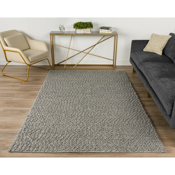 Addison Rugs Boulder 5' x 7'6" Hand Loomed Chunky Wool Area Rug in Gray